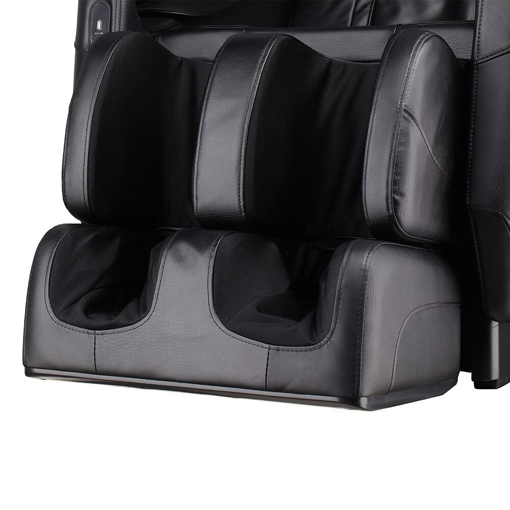105cm H Real Relax Black Faux Leather Massage Chair with 6 Pre - Set Auto Modes Bluetooth Speaker - House Comfort