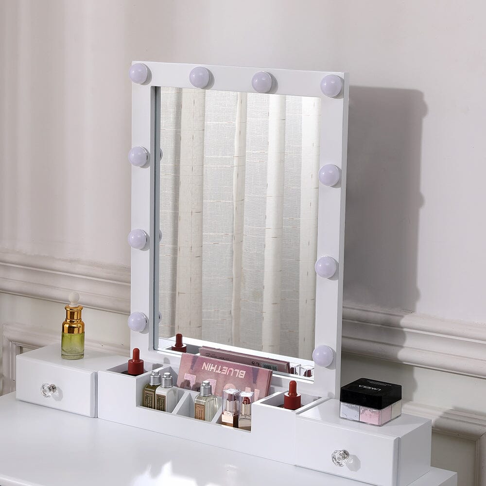 137cm H Modern Makeup Desk Set with Lighted Mirror and Stool - House Comfort