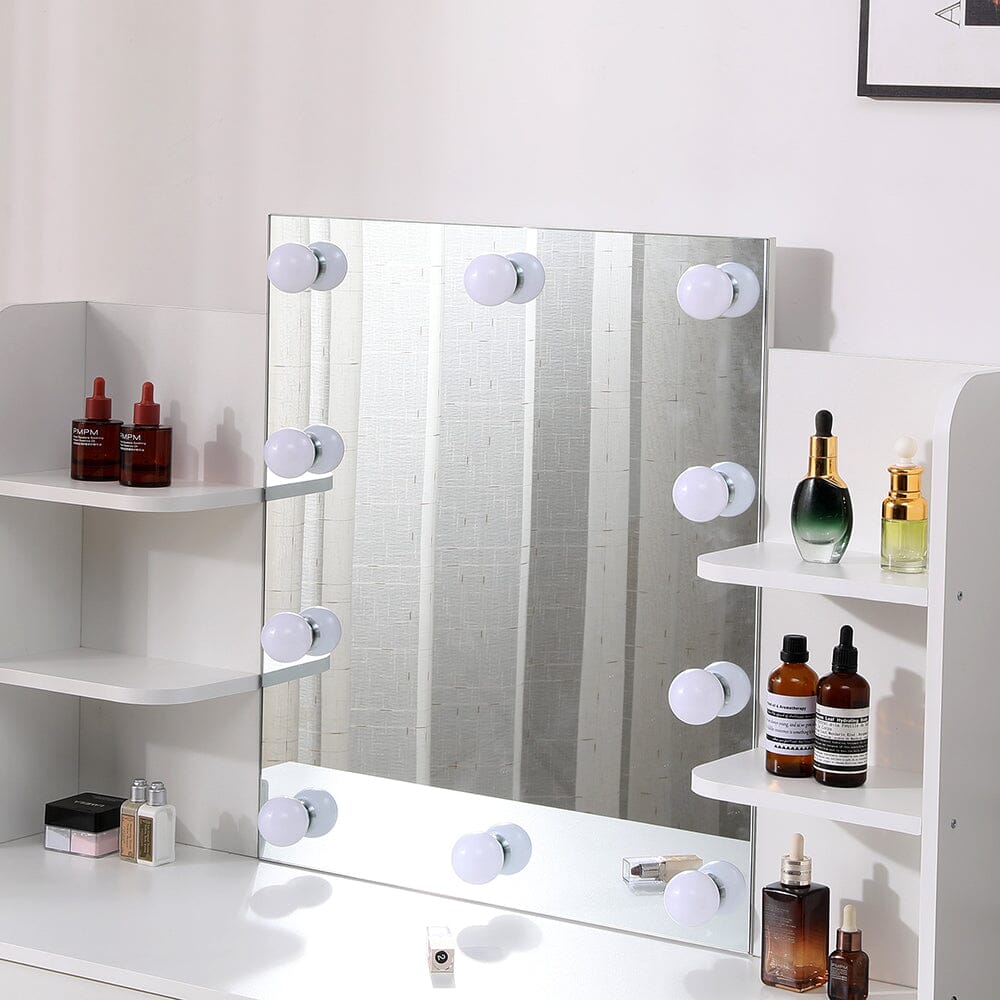 139.5cm H Modern Hollywood Vanity Desk with Lighted Mirror - House Comfort
