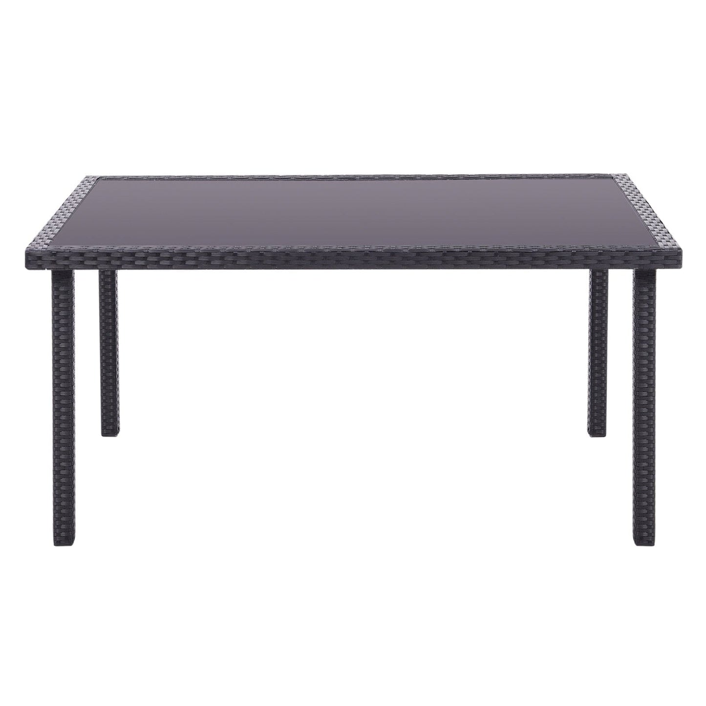 150cm Width Garden Dining Table Patio Outdoor Rectangle Table Black/Brown - House Comfort