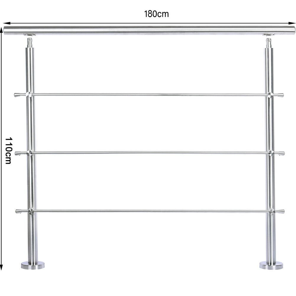 180cm Floor Mount Stainless Steel Handrail for Slopes and Stairs - House Comfort