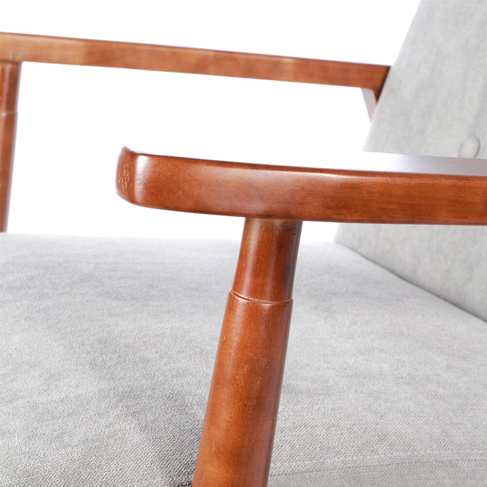 2 - Seater Loveseat Sofa Linen Padded Rubber Wood in Grey - House Comfort