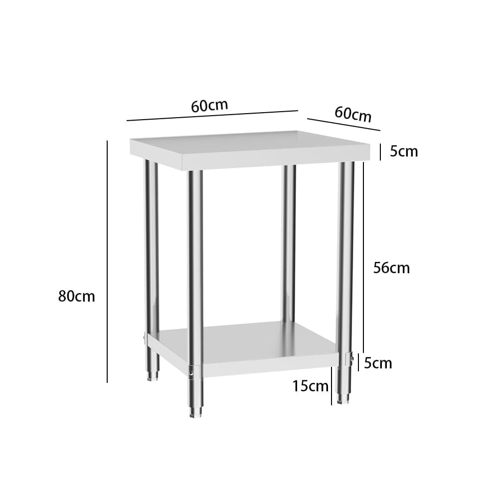 2 Tier Commercial Kitchen Prep and Work Stainless Steel Table - House Comfort
