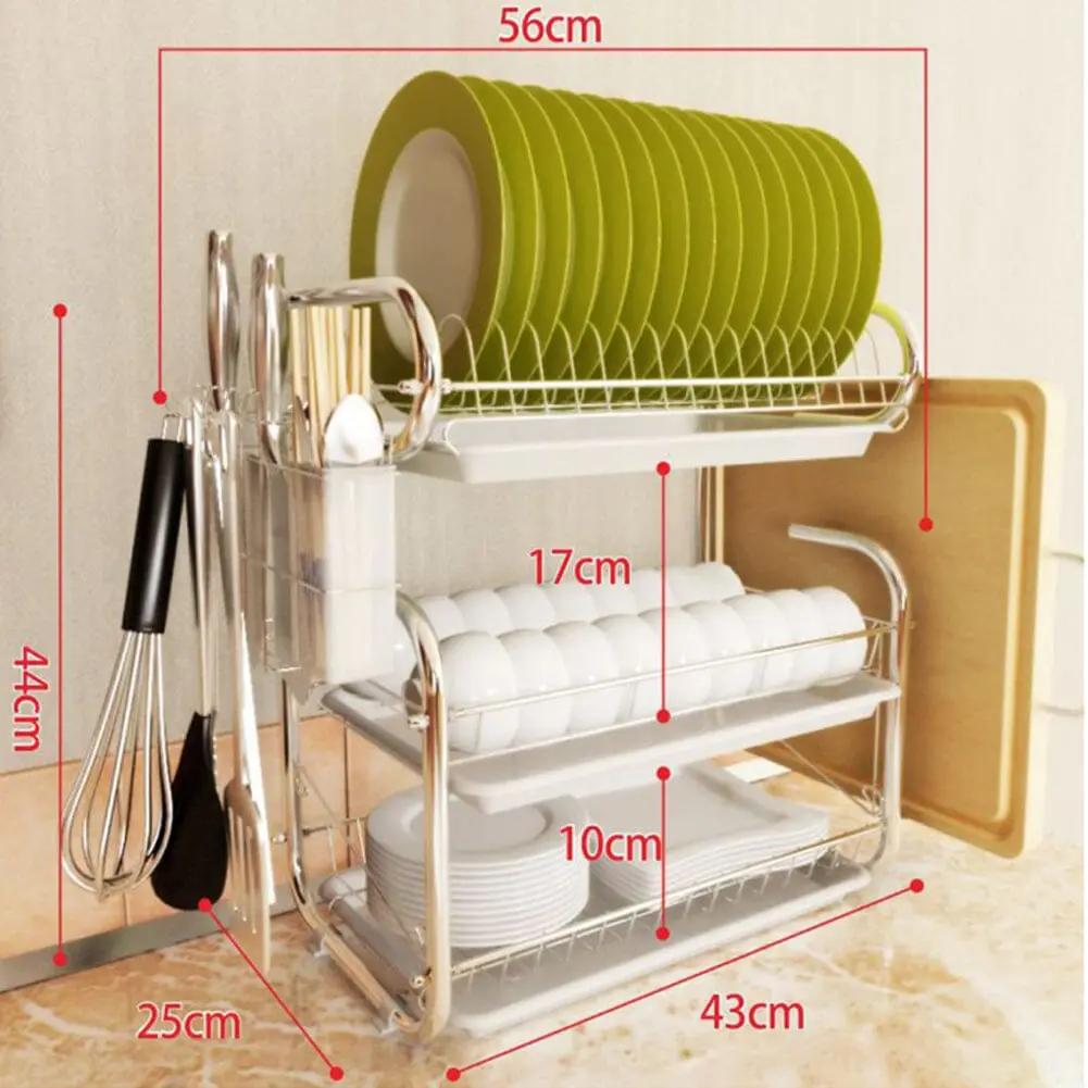 3 - Tier Dish Drainer Storage Stand Bowl Plate Dryer Tray - House Comfort