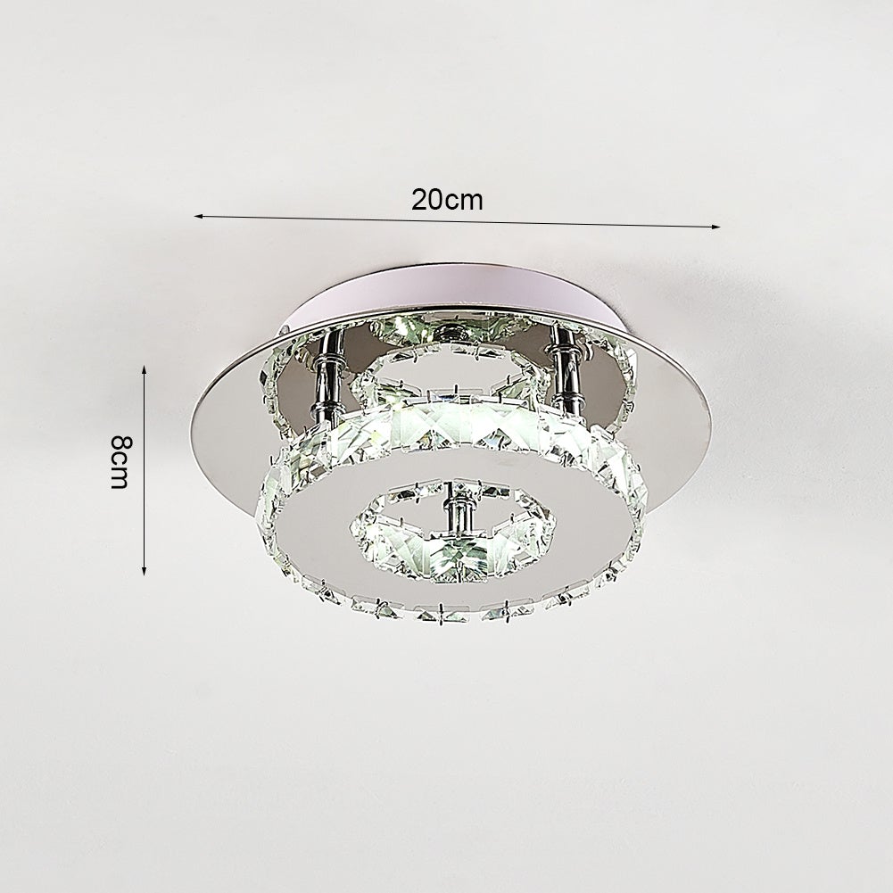 30cm W Stacked LED Ceiling Light with Crystal Rims Energy Saving - House Comfort