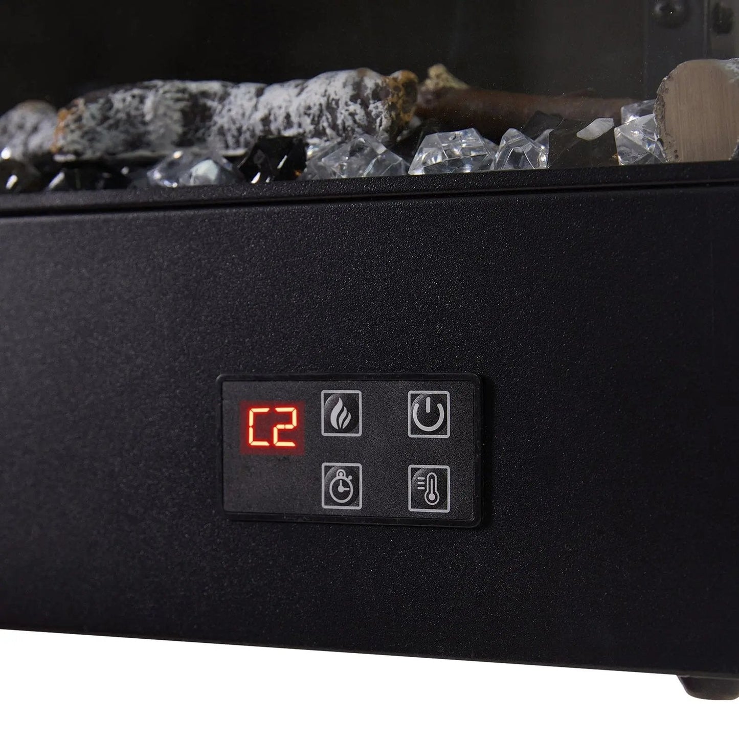 46/60inch L - Shaped Electric Fireplace – WiFi Control, LED Display, Resin Logs & Crystal Stones with Heating - House Comfort