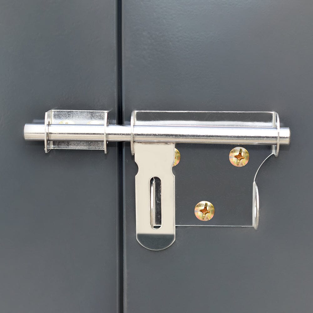 4.6×9 ft Steel Garden Bike Storage Shed Grey/White/Black Lockable - House Comfort