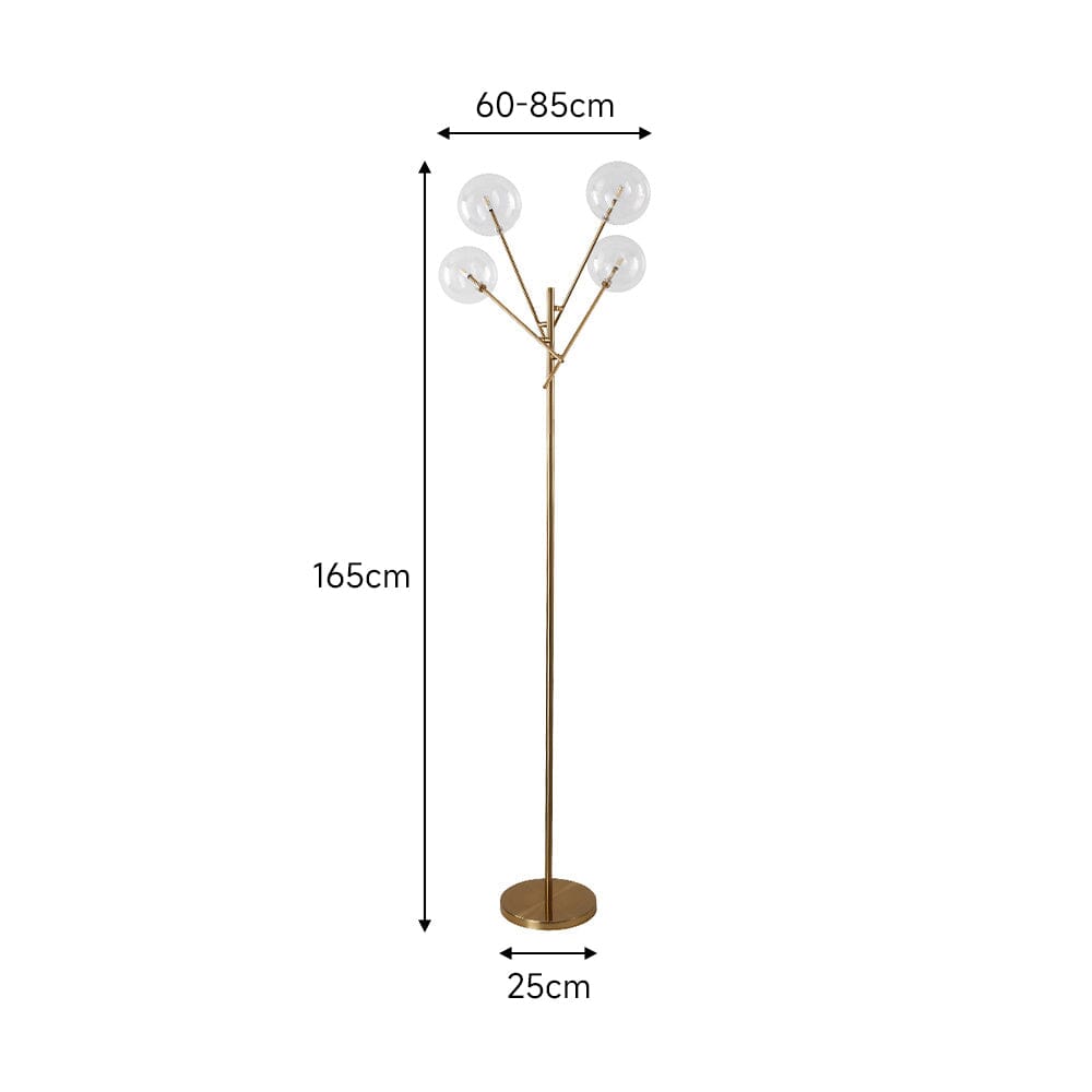 155cm H Gold Foot Switch 4 Light Tree Floor Lamp Velora Boutique