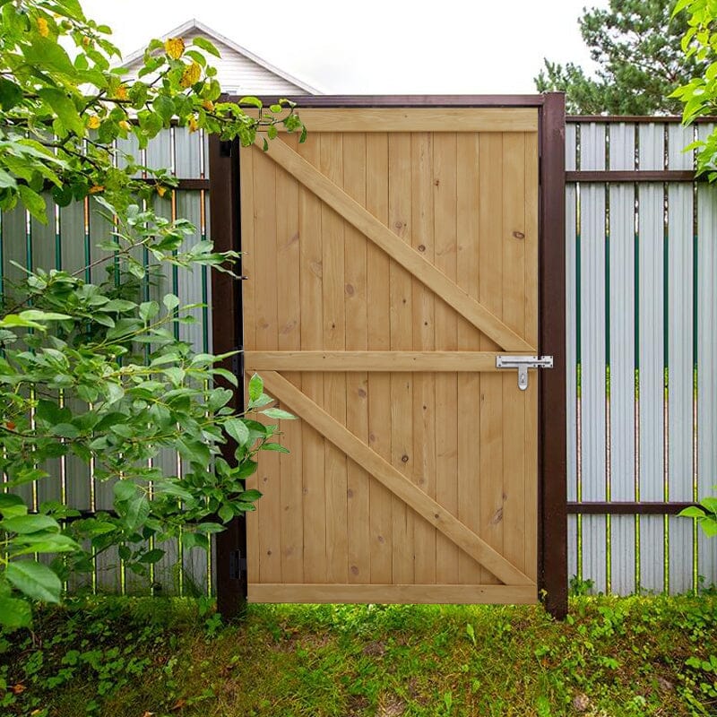 4ft/6ft H Pine Wood Garden Gate with Latch - House Comfort