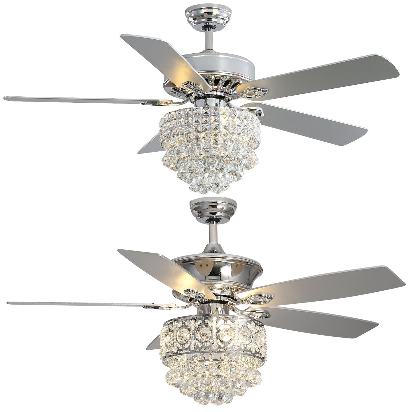 52 Inch LED Ceiling Fan 5 Blades Crystal Chandelier - House Comfort