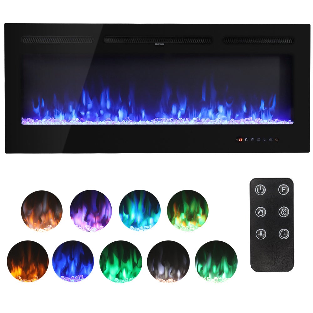 60 Inch Wall Mounted Fireplaces 1500W Insert Modern Electric Fireplace Heater - House Comfort