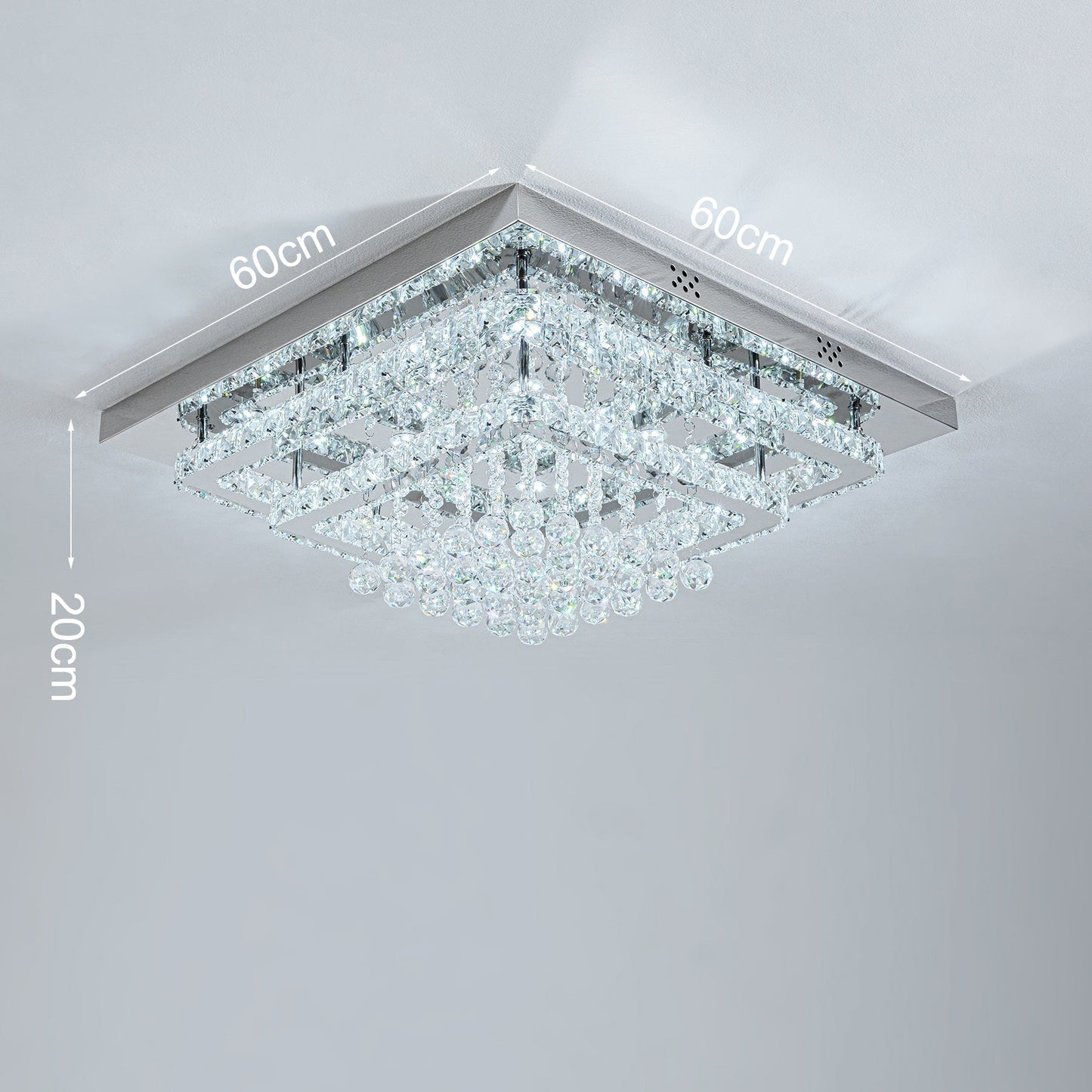 60cm W Double - Layer LED Ceiling Light Fixture with Crystal Drops - House Comfort