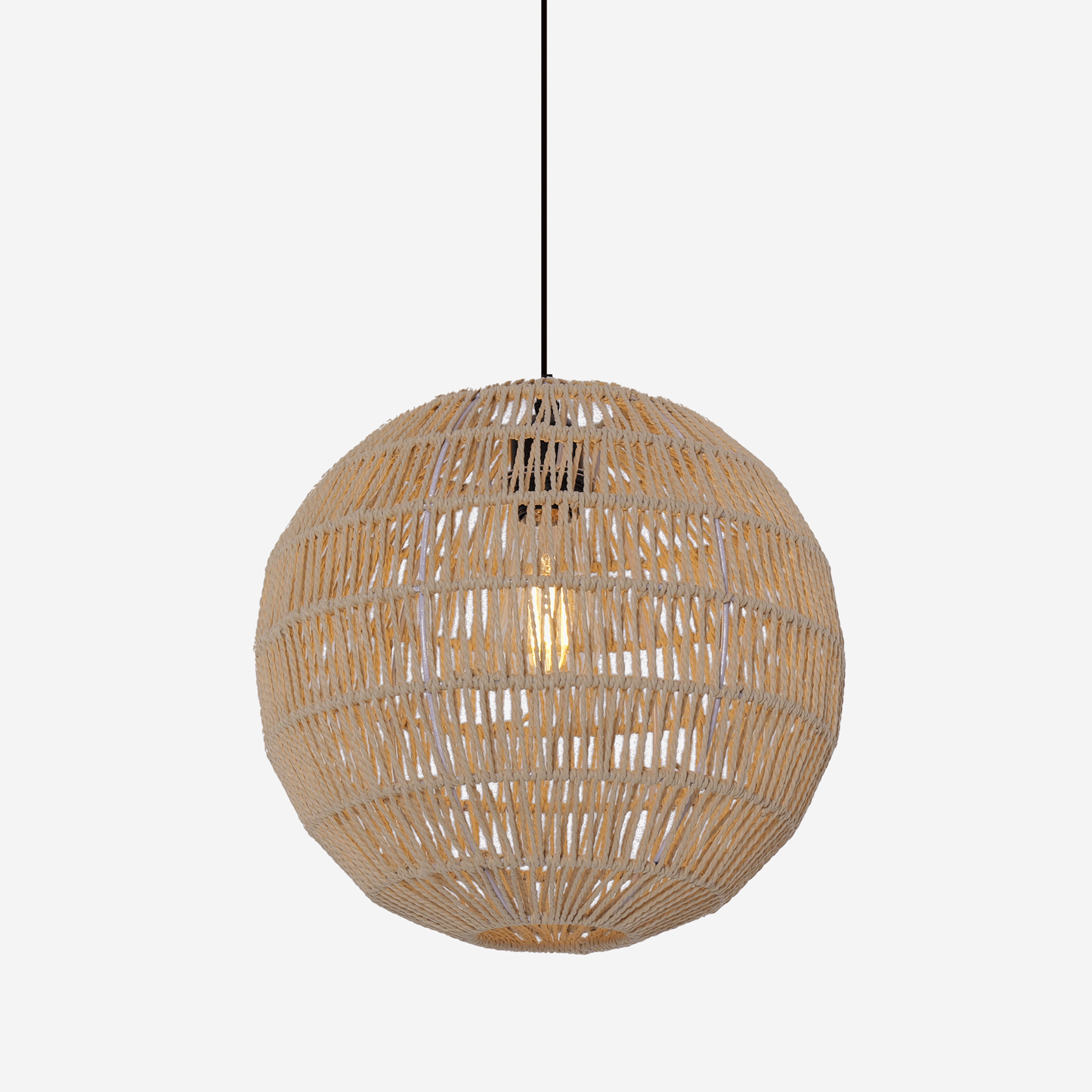 Lightsin Round Cotton Rope Pendant Light – Handwoven Ceiling Pendant for Living Room, Dining Room & Kitchen Velora Boutique