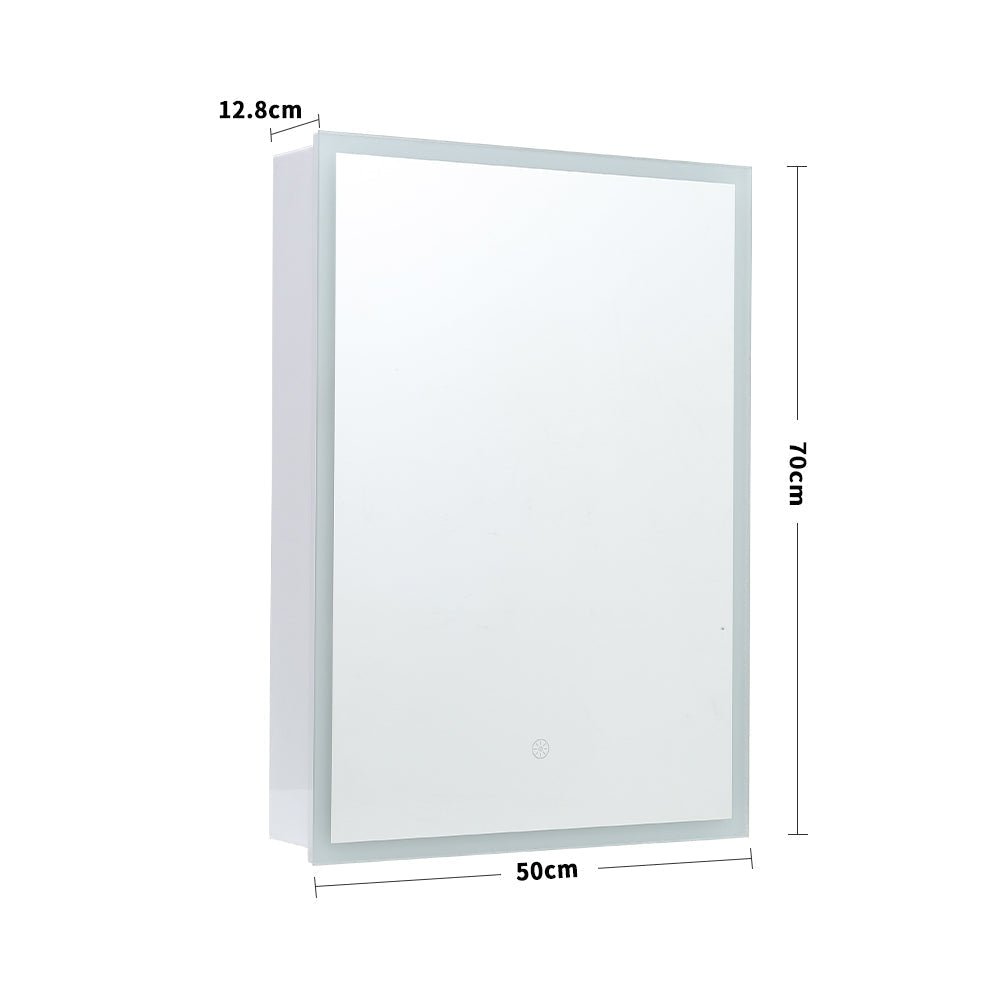 70cm Height Modern Rectangular LED Bathroom Mirror with Wall Mount Cabinet - House Comfort