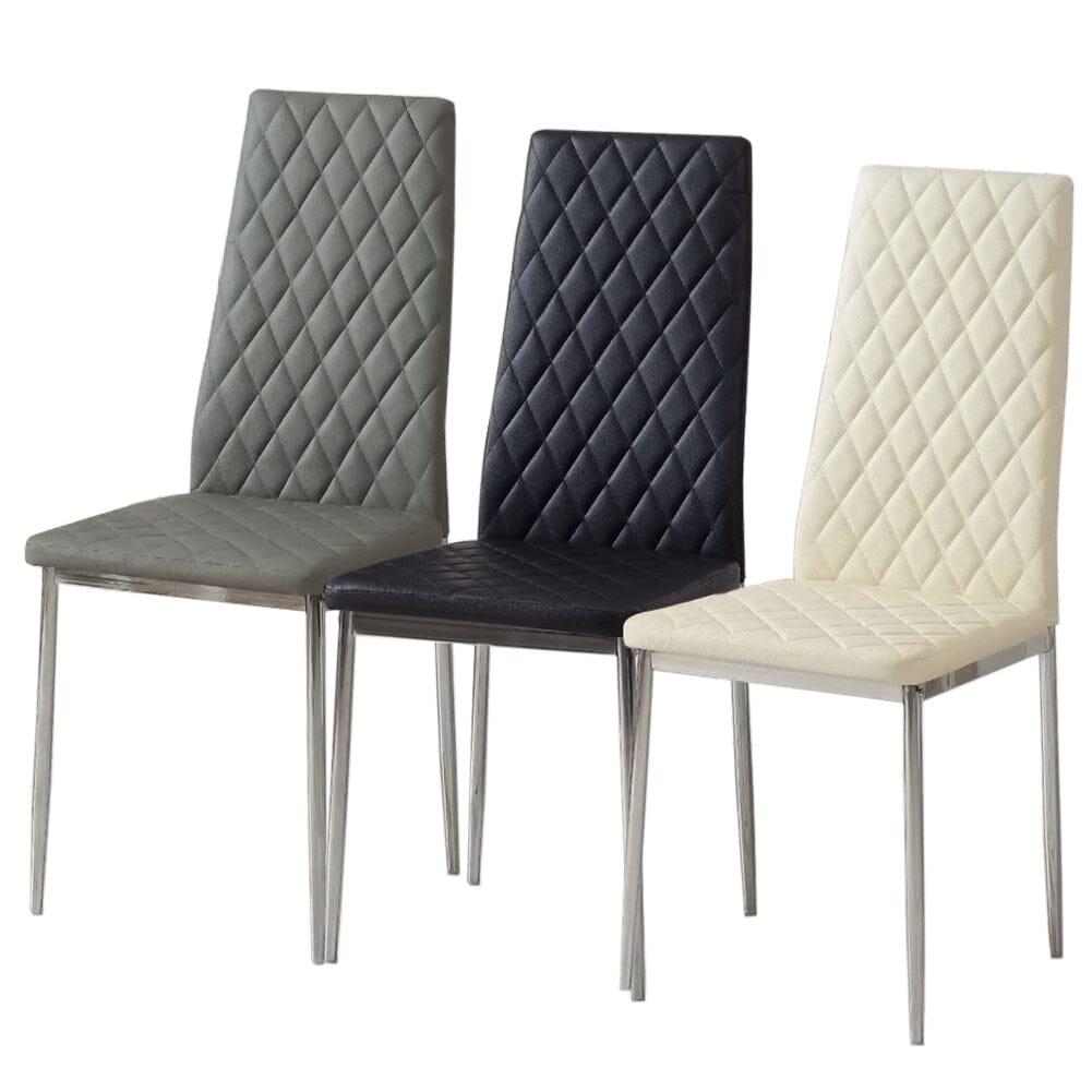 Black/Grey/Beige PVC High Back Modern Dining Chairs Set of 2 / 4 - House Comfort