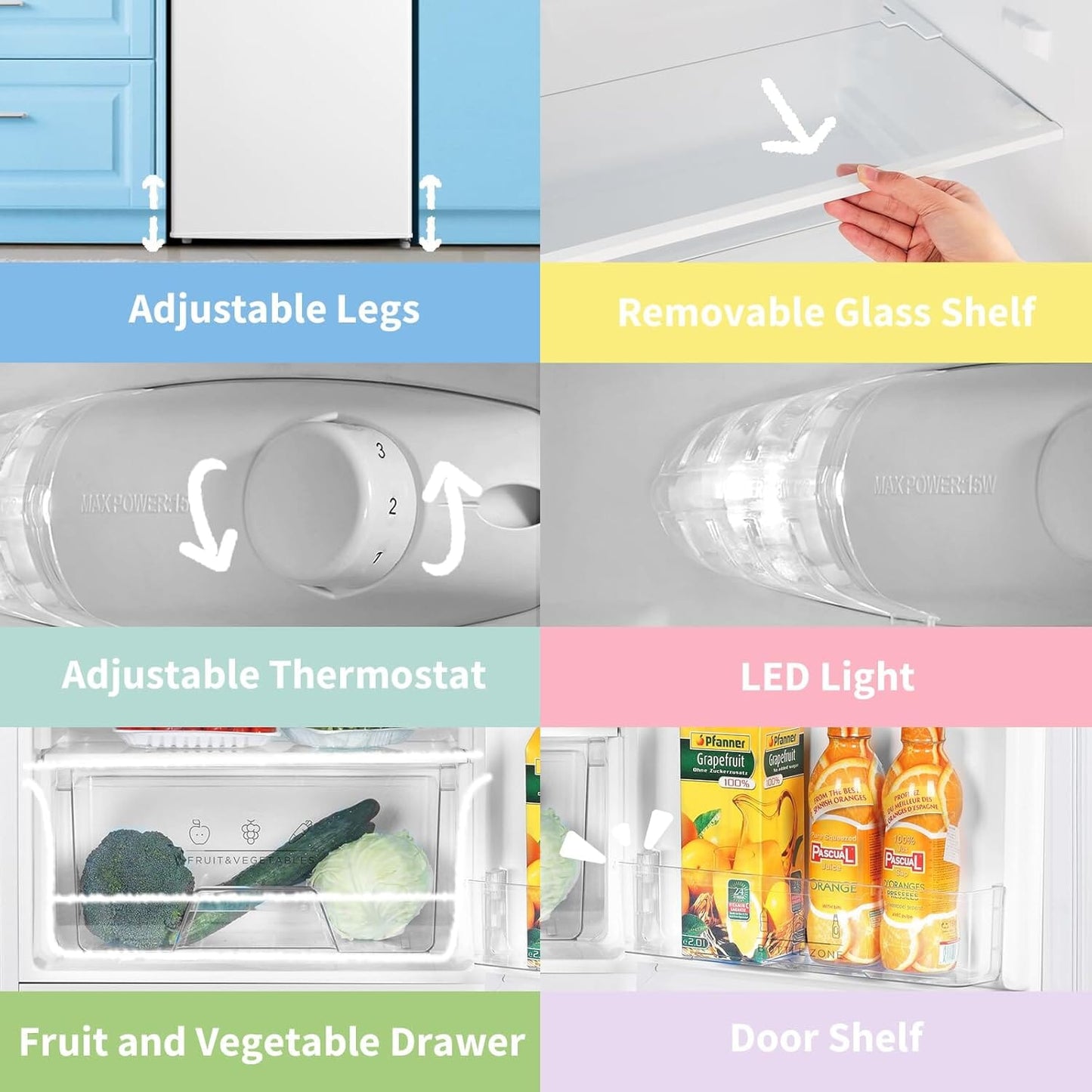 COMFEE 131L White Under Counter Larder Fridge with Adjustable Shelves - House Comfort