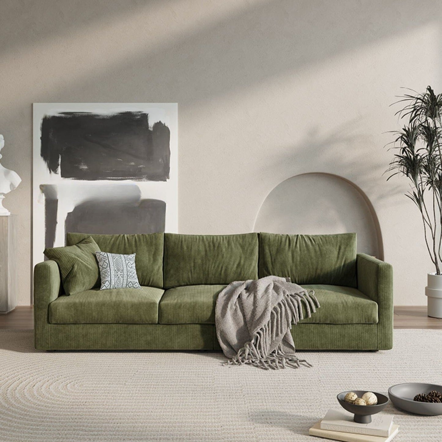 Cottonfy Retro Elegance Luxe Fabric Sofa with Mid - Century Charm - House Comfort