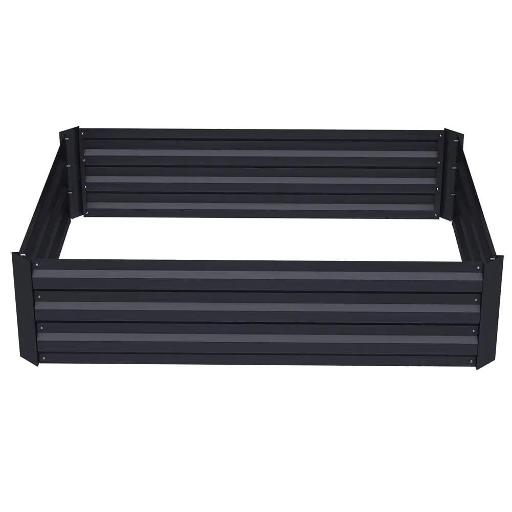 Galvanized Steel Square Raised Garden Bed Planter Box in Black - House Comfort