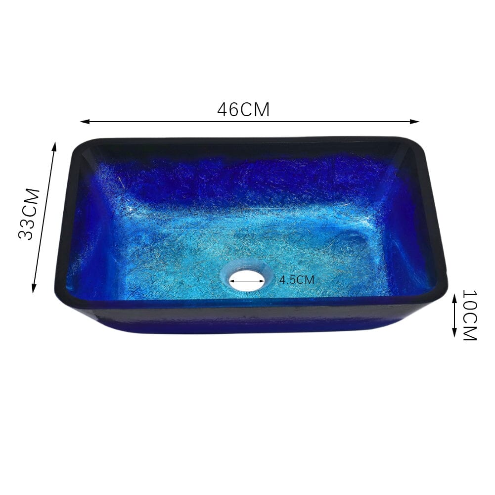 Golden/Blue Tempered Glass Bathroom Art Design Sink - House Comfort
