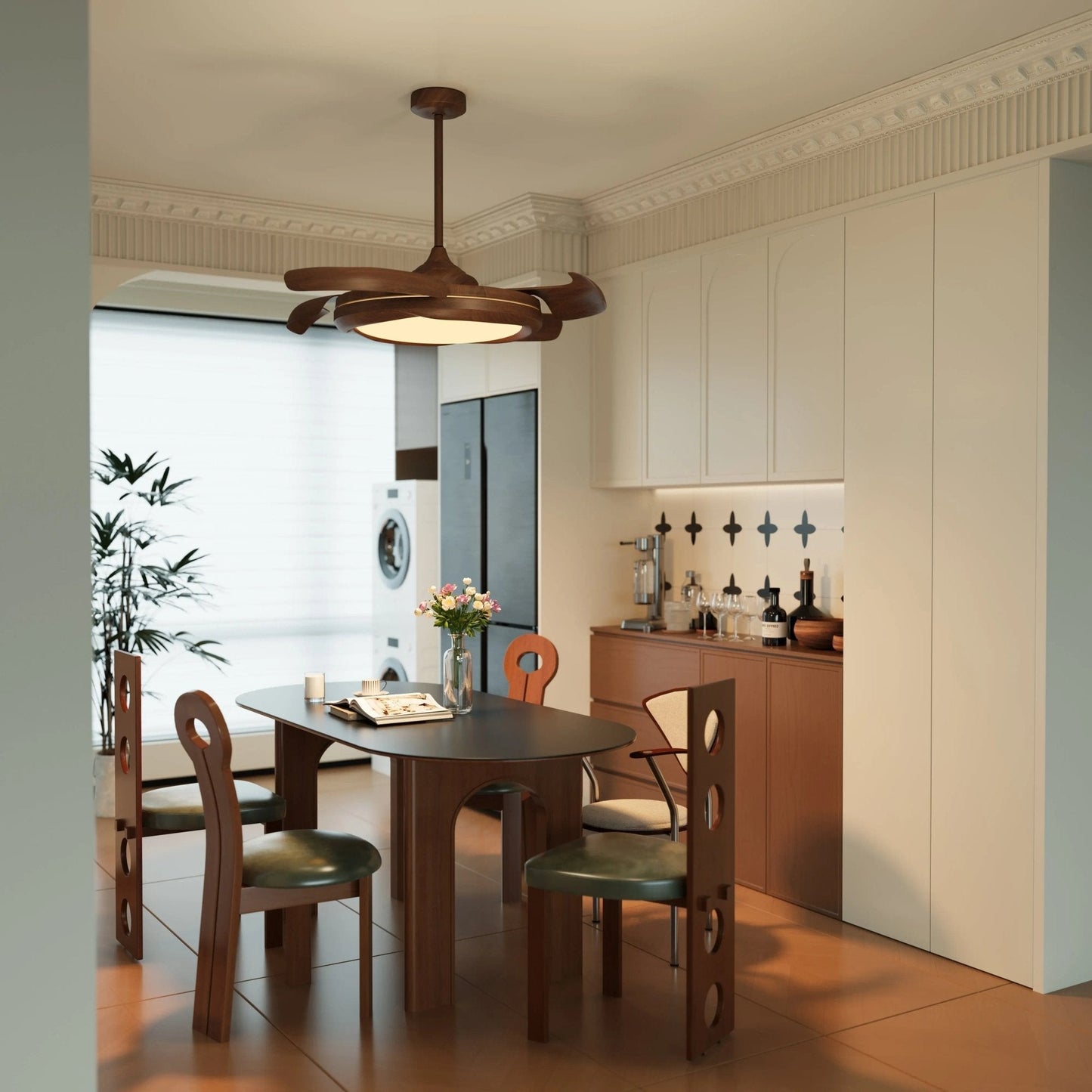 Lightsin Ceiling Fan with Light Copper Halo and Sleek Acrylic Design - House Comfort