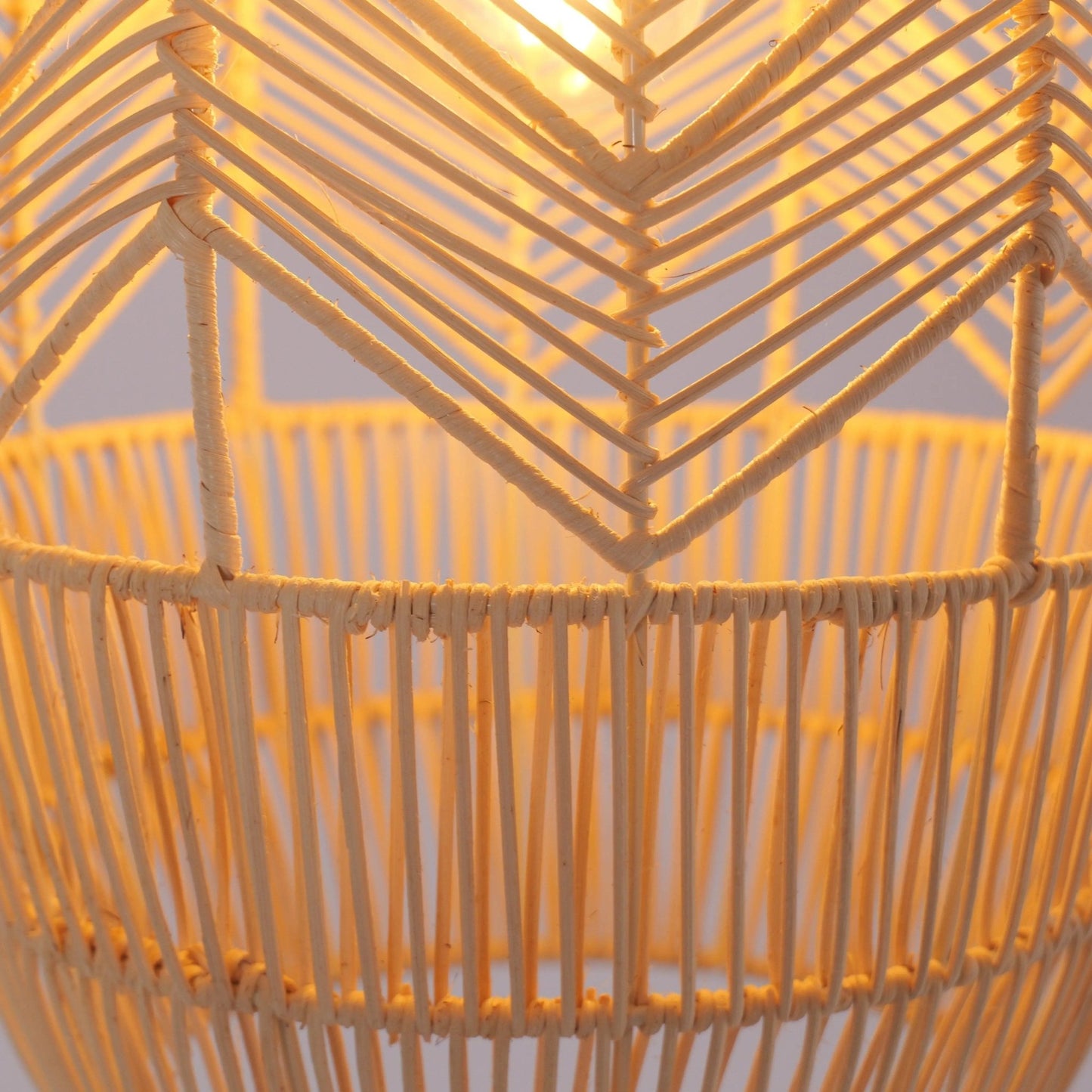 Lightsin Corrugated Elliptical Rattan Pendant Light for Living Room & Dining Room - House Comfort