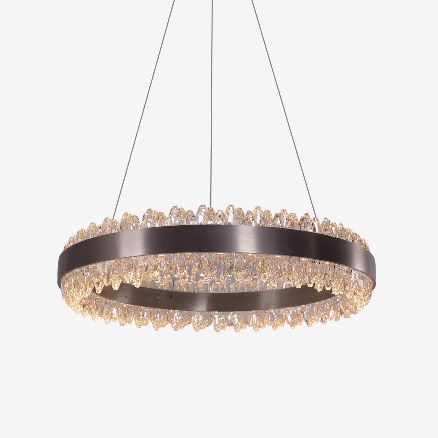 Lightsin Crystal LED Pendant Light Gold Circular Chandelier with Crystal Edges - House Comfort