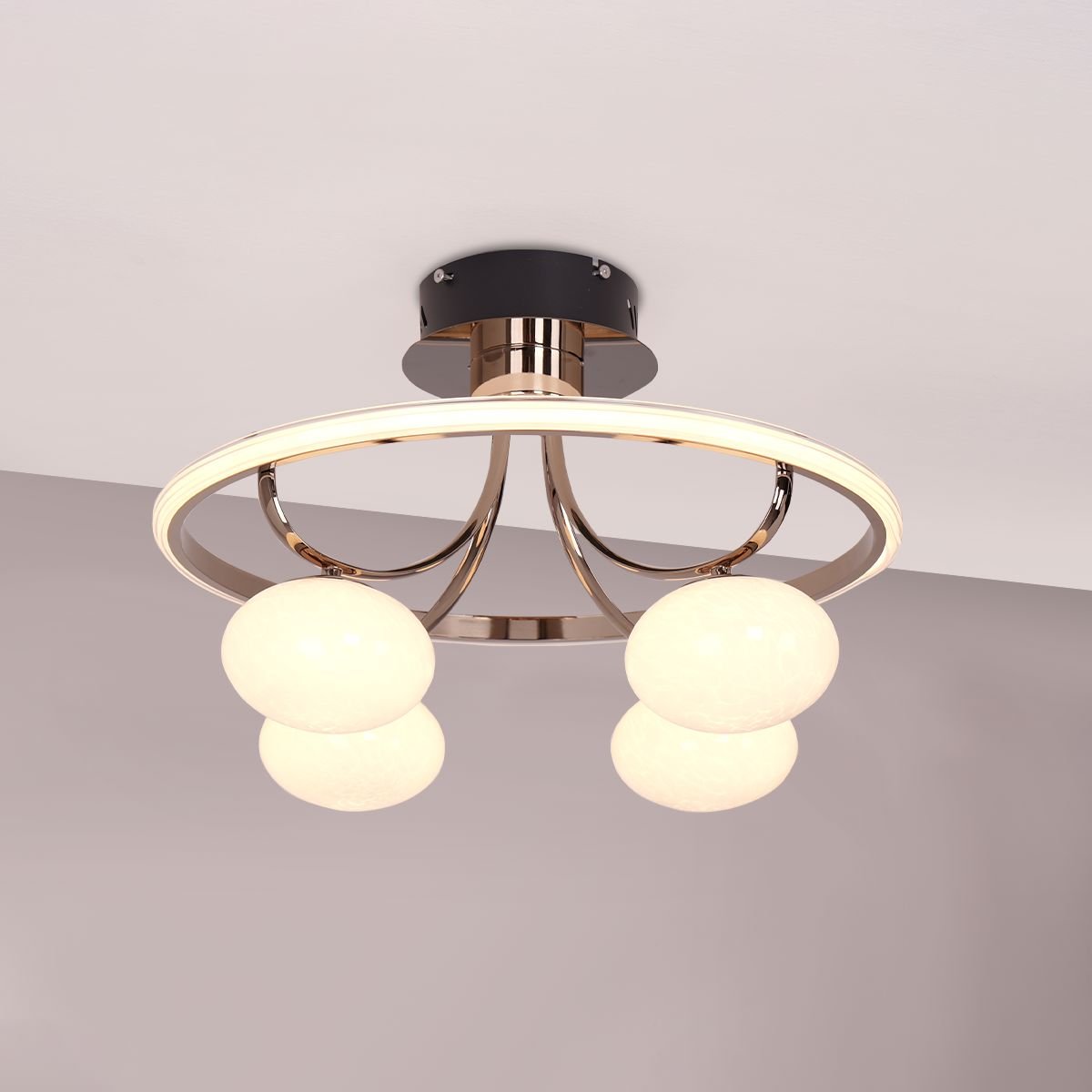 Lightsin Elegant Circular Ceiling Light with Four Orbs - House Comfort