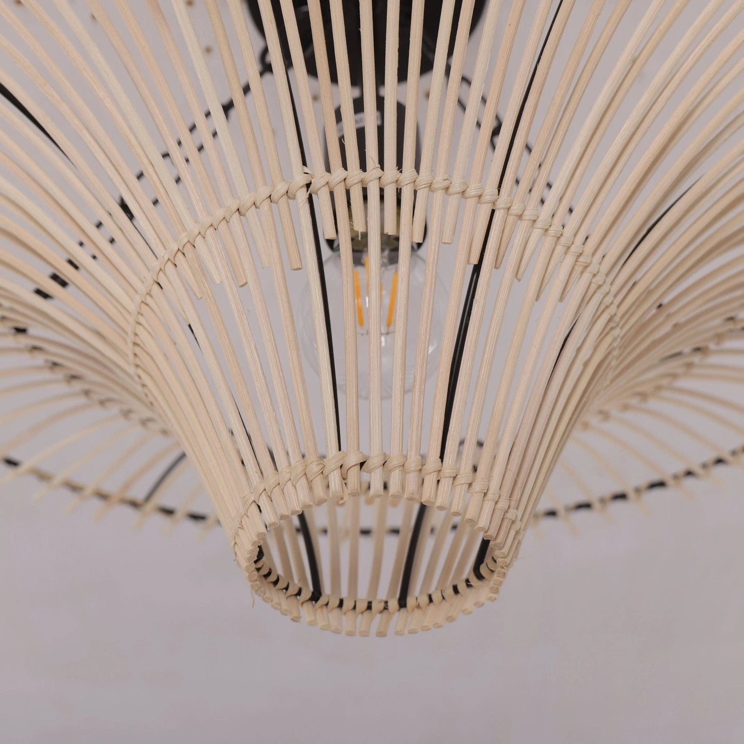 Lightsin Flying Saucer - Shaped LED Rattan Pendant Light - House Comfort