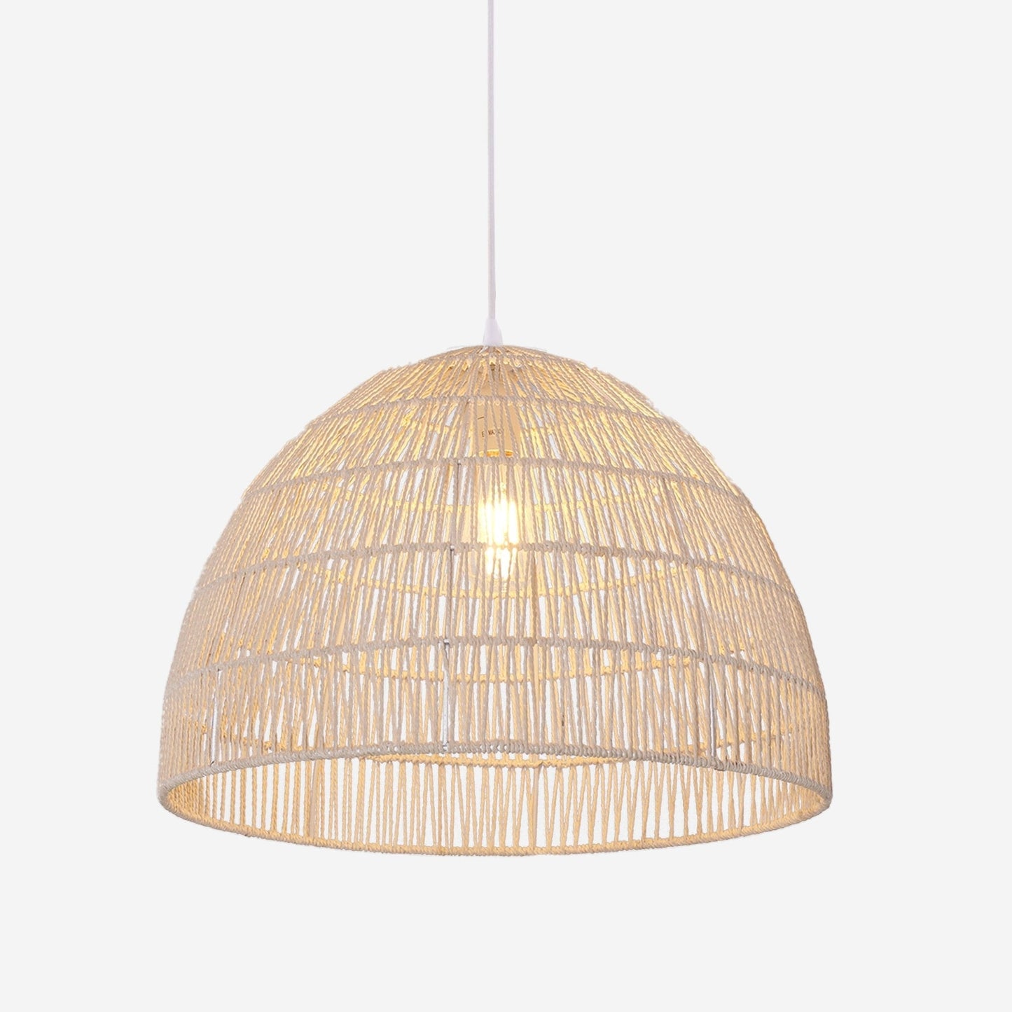 Lightsin Handwoven Paper Rope Dome Pendant Light – Eco - Friendly Ceiling Pendant Light with Iron Frame for Kitchen Island, Dining Room, or Living Room Lighting - House Comfort