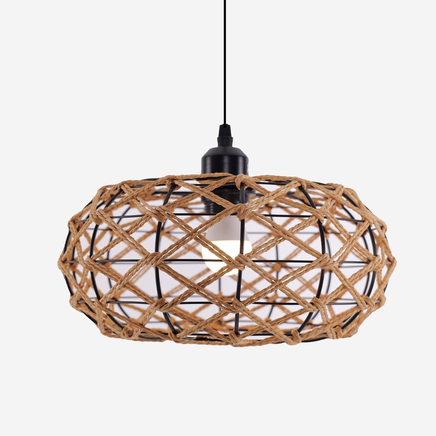 Lightsin Handwoven Paper Rope Pendant Light – Rustic Natural Ceiling Fixture for Bedroom, Dining & Living Rooms - House Comfort