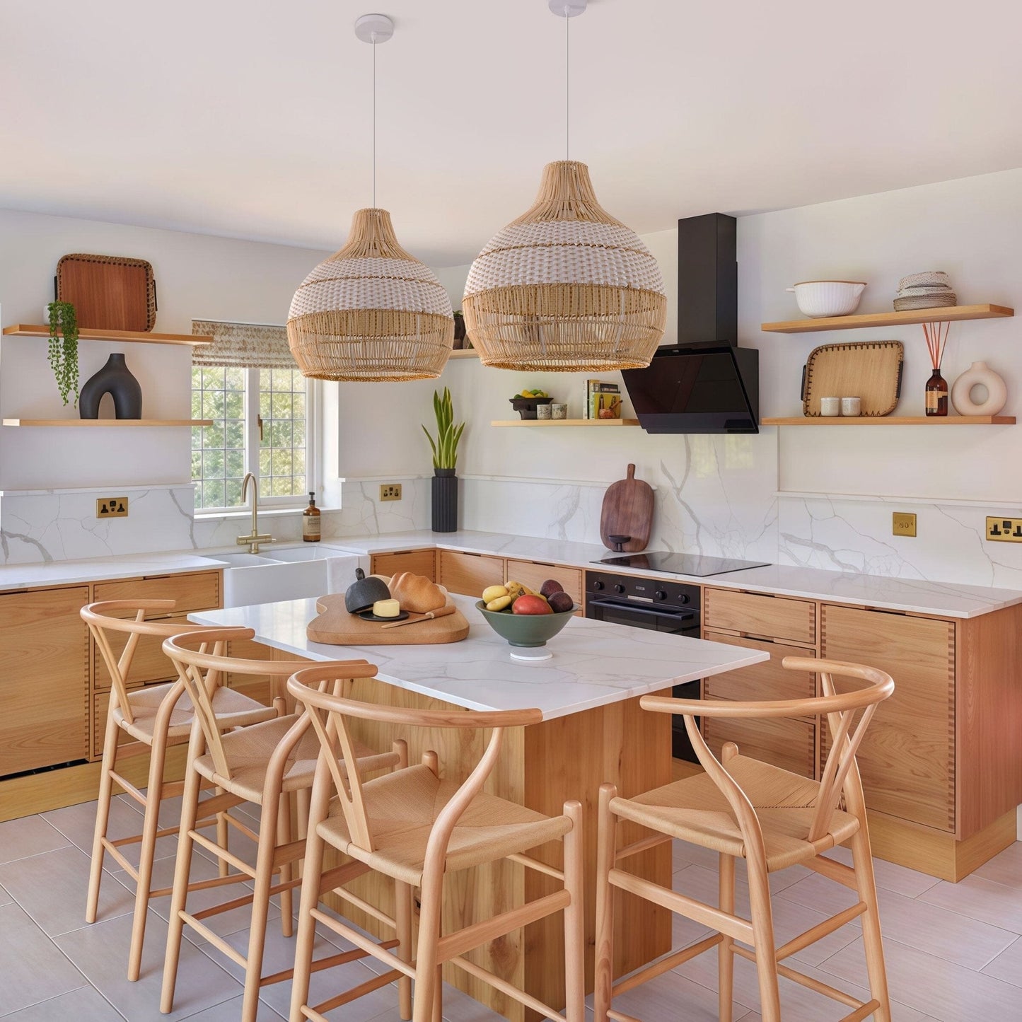 Lightsin Handwoven Rattan Pendant Light for Kitchen and Boho - Style Interiors - House Comfort