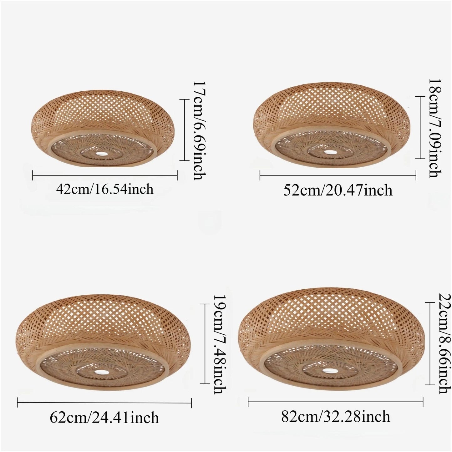 Lightsin Japanese - Style Bamboo Rattan Pendant & Ceiling Light – Flat Flush Mount or Hanging Fixture for Bedroom, Living Room & More - House Comfort