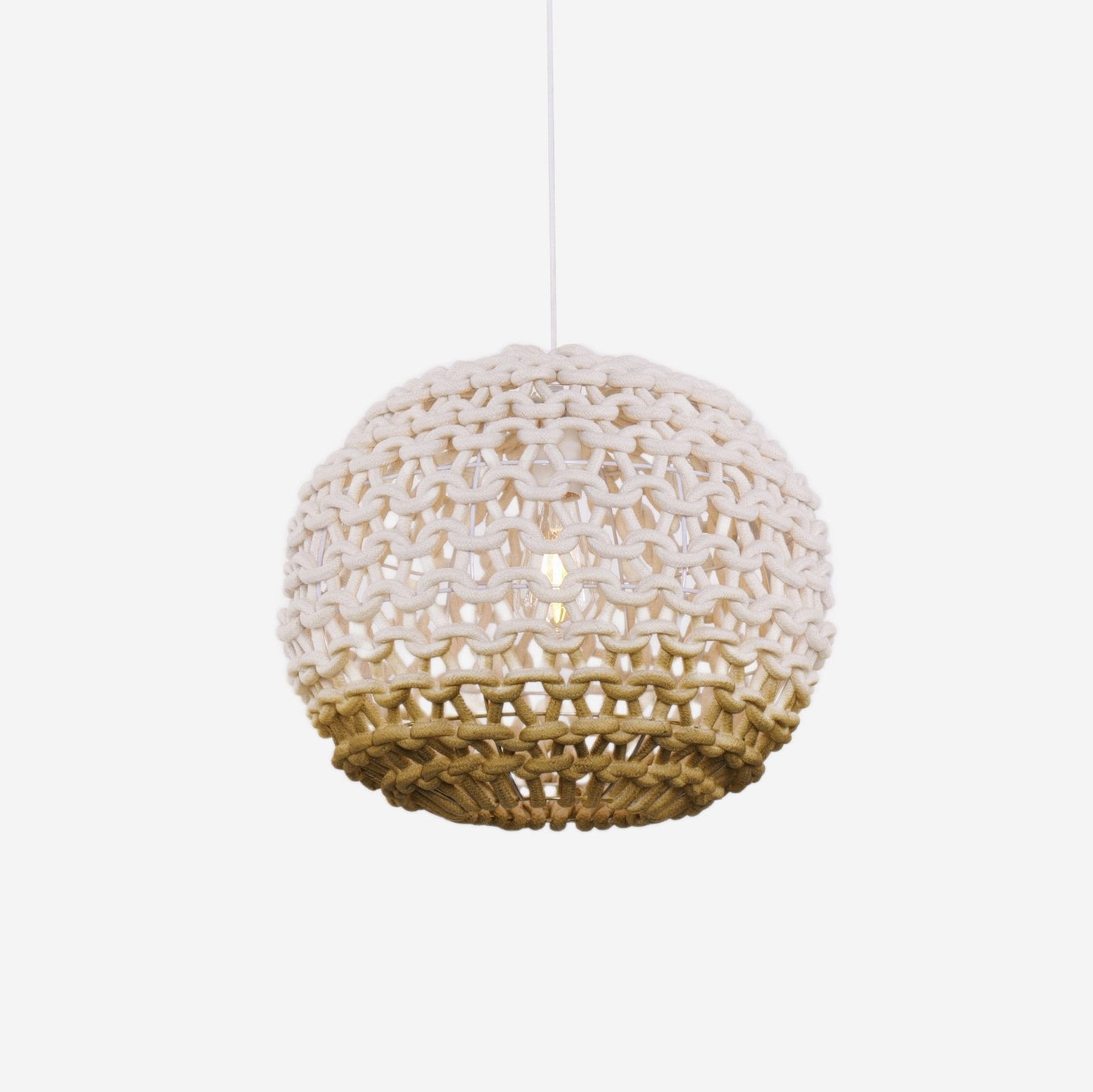 Lightsin Pendant Ceiling Light with Artisanal Globe - Shaped Cotton Rope for Natural Elegance - House Comfort