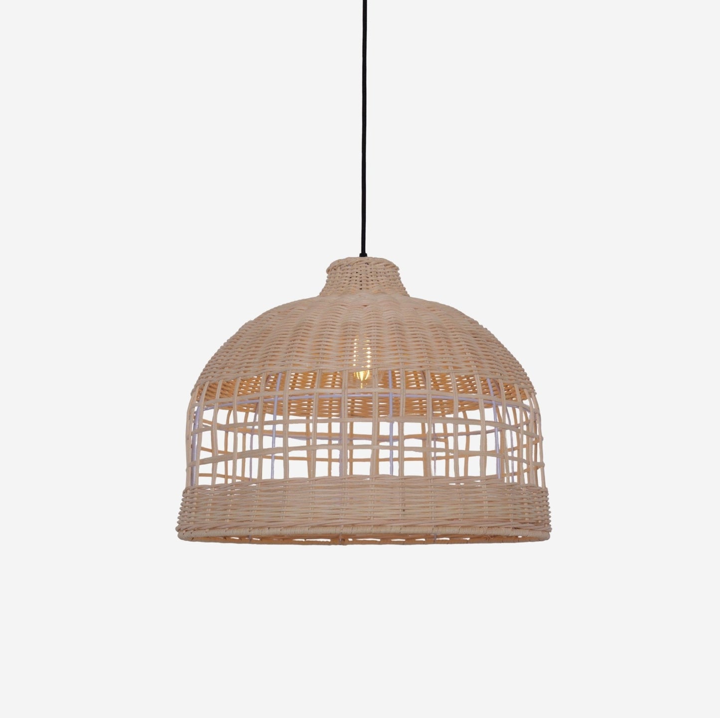 Lightsin Rattan Pendant Light – Handwoven Dome Ceiling Light with Lattice Design for Living Room, Bedroom & Kitchen - House Comfort