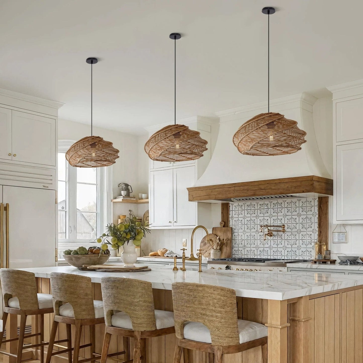 Lightsin Spiral Rattan Pendant Light for Bedroom Dining Bar - House Comfort