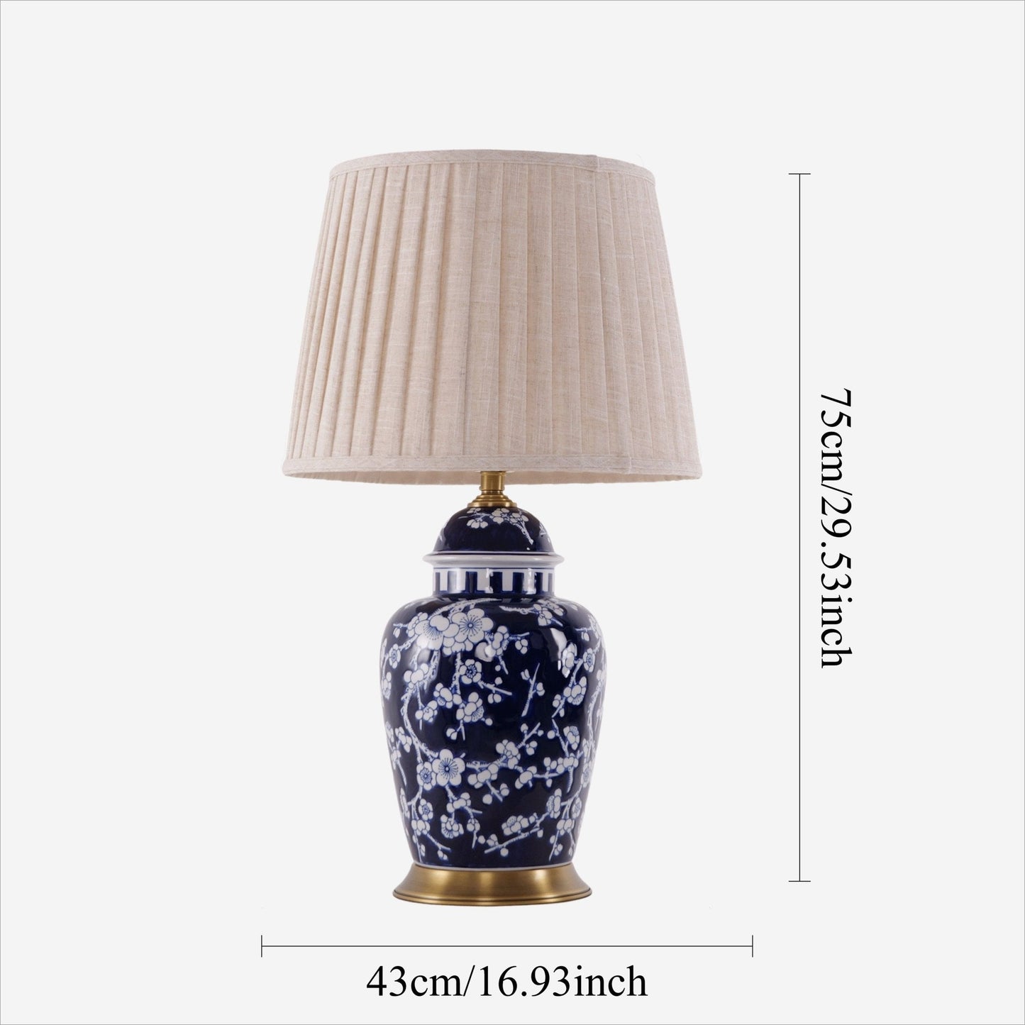 Lightsin Vintage Desk Lamp Ceramic Floral Design with Brass Base and Fabric Shade - House Comfort