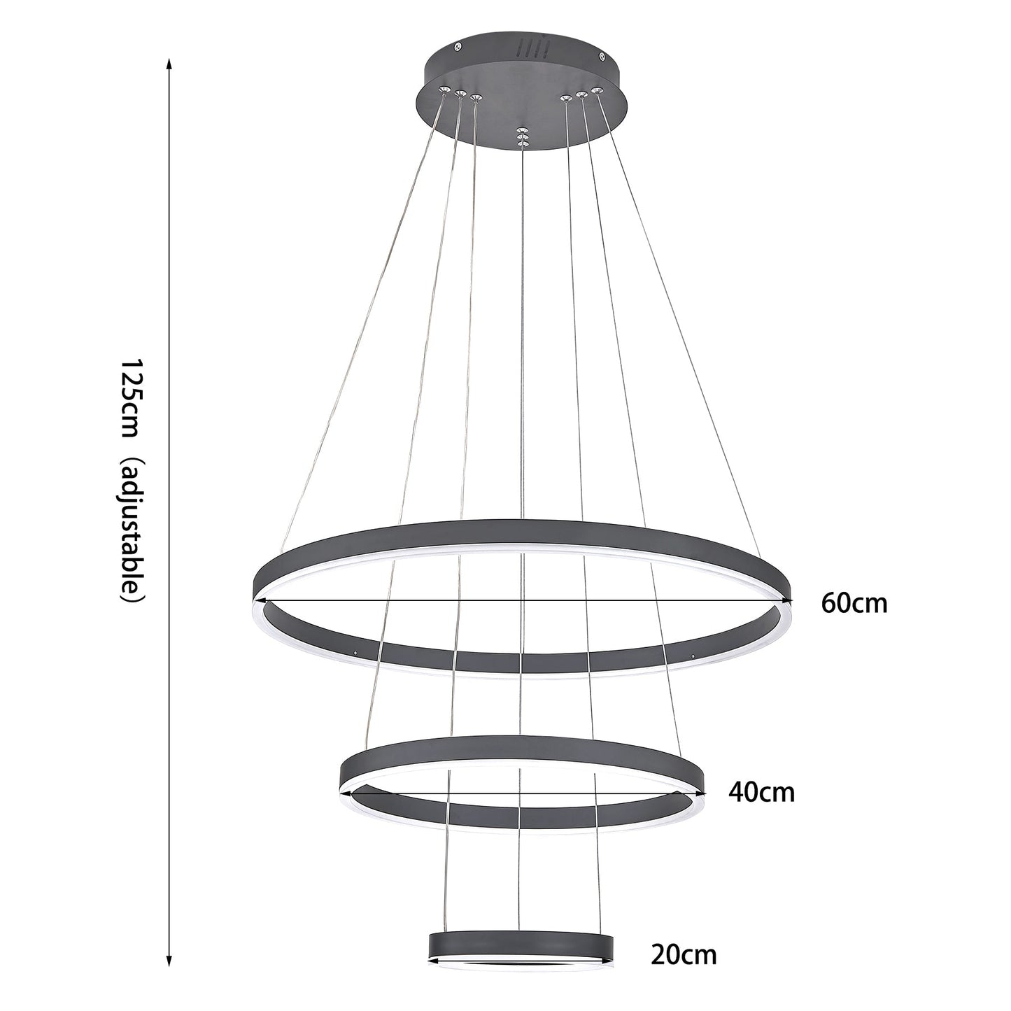 Modern 3 Ring Aluminum Round Hanging LED Pendant Light - House Comfort