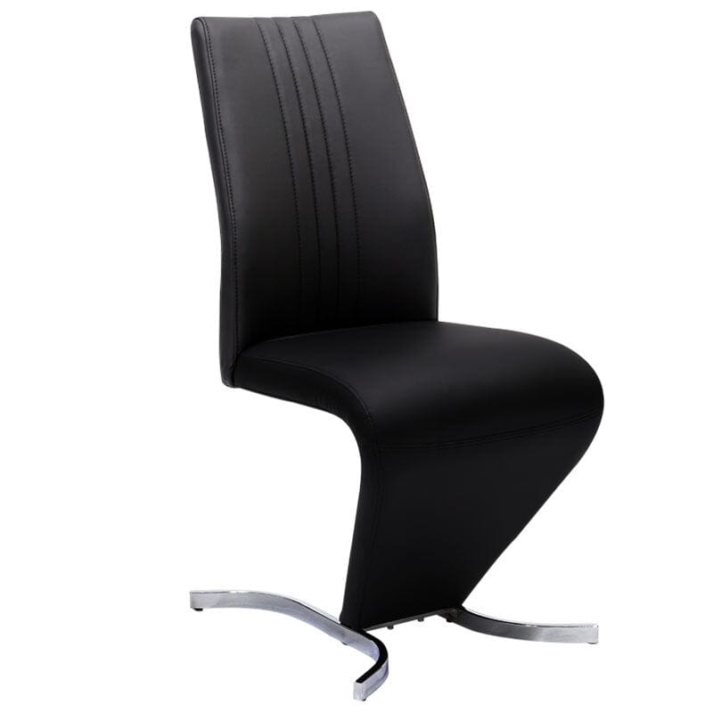 Modern Hourglass PU Dining Chairs – Set of 2 in Black - House Comfort