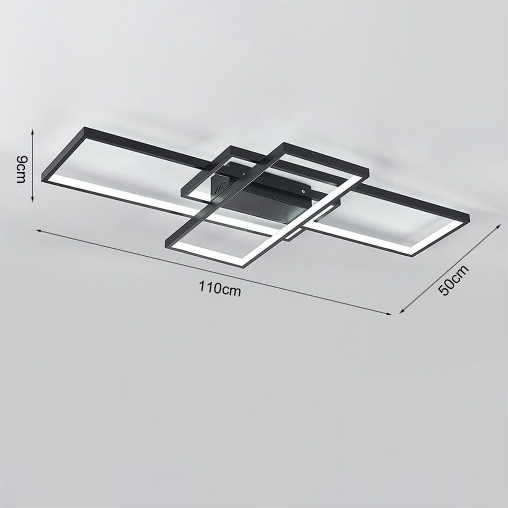 Modern LED Ceiling Light with 3 Black Rectangle Lampshades - House Comfort