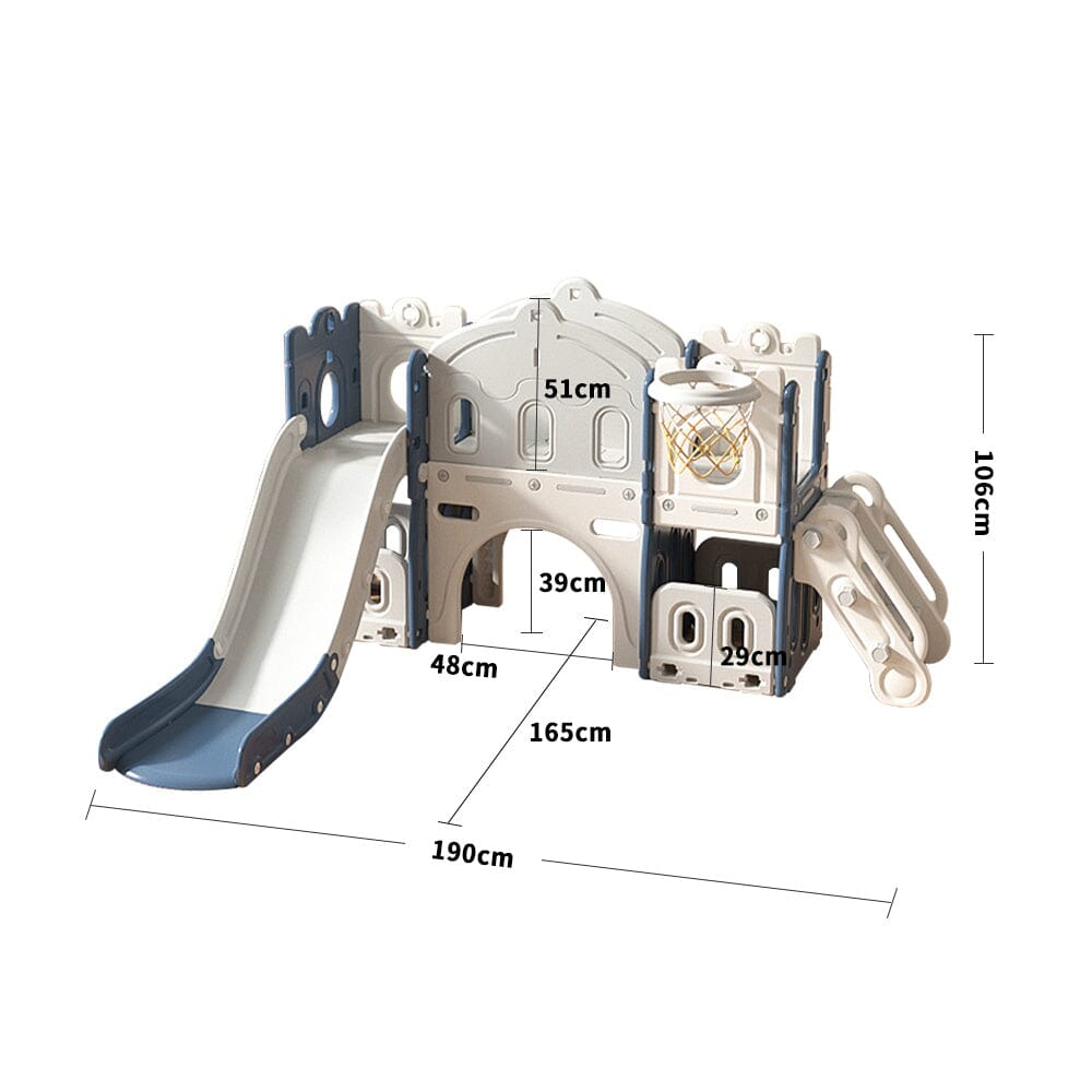 Multi - In - One Kids Playset with Slide Basket Hoop Indoor Toddler Playground - House Comfort