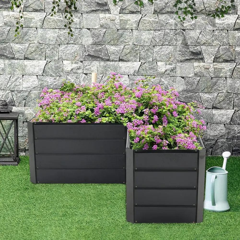 Outdoor Metal L - Shaped Raised Garden Bed - House Comfort