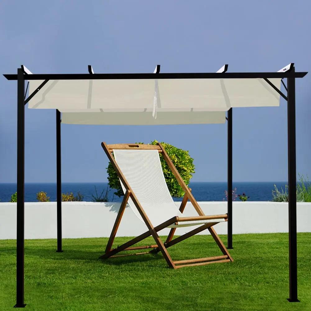 Outdoor Retractable Steel Pergola with Canopy - House Comfort