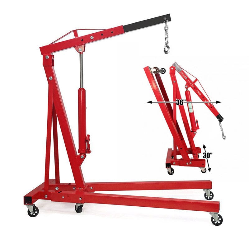 Portable Hydraulic Engine Crane 2 Ton 4400lb Folding Hoist with Hooks - House Comfort