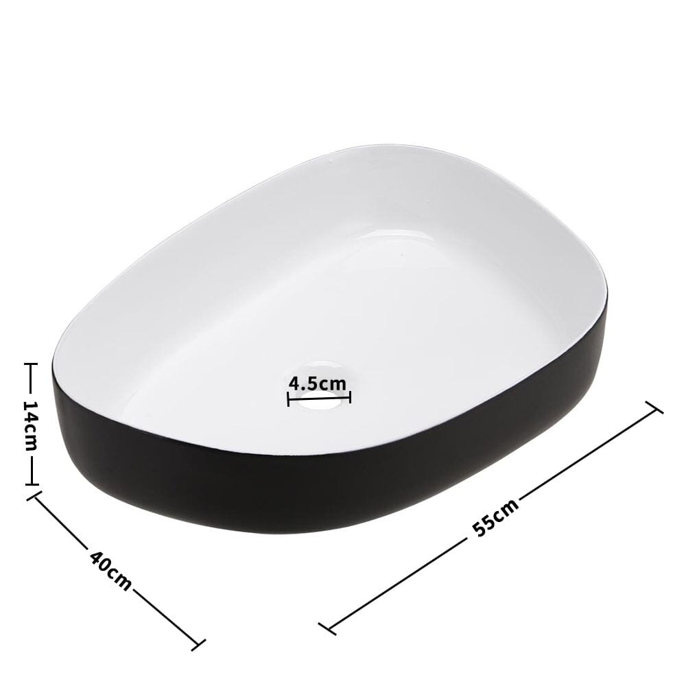 Premium Ceramic Sink with Stainless Steel Pop - upand Mounting Ring - House Comfort