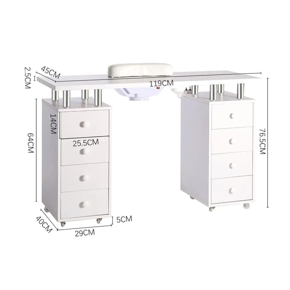 Professional 8 - Drawer Manicure Table with Dust Collector and Wheels - House Comfort