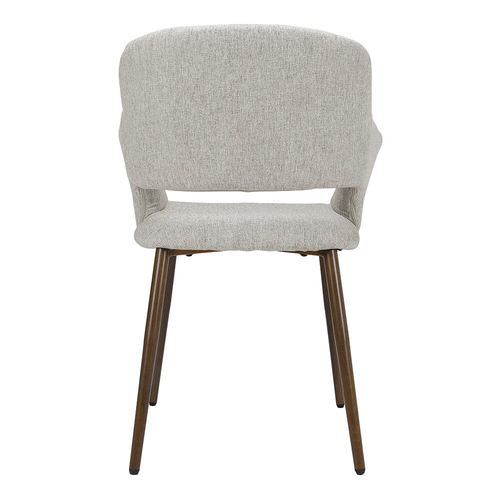 Set of 2 Grey Linen Dining Chair with Metal Legs - House Comfort