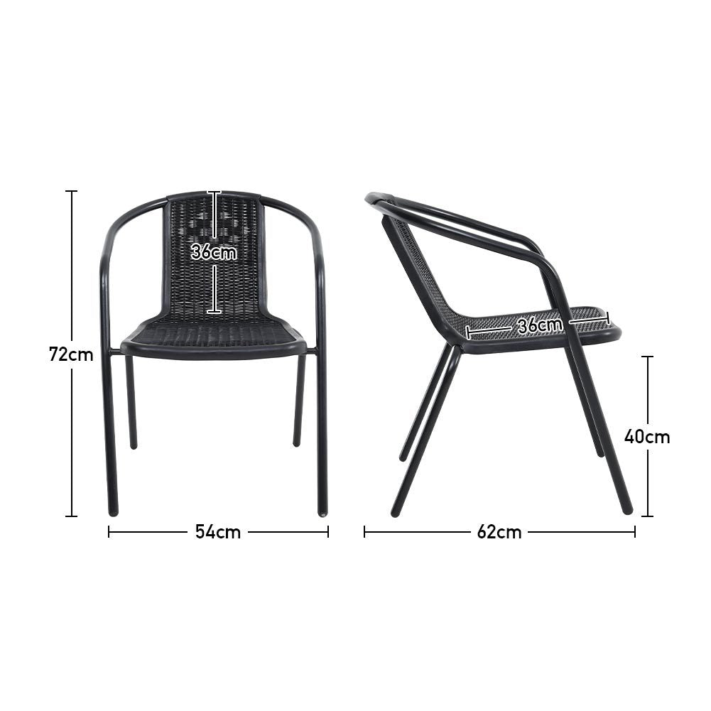 Set of 6 Stacking Patio Dining Side Chairs for All Weather Outdoor Bistro Garden - House Comfort