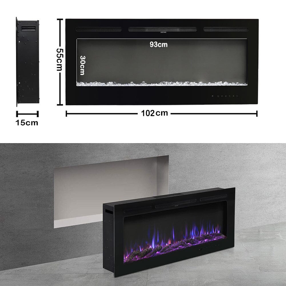 Smallbee Modern LED Wall Mounted/ Recessed Electric Fireplace - House Comfort