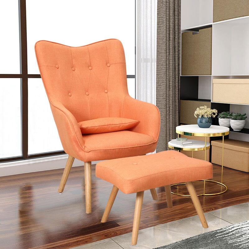 Soft Linen Wingback Lounge Chair and Footstool - House Comfort