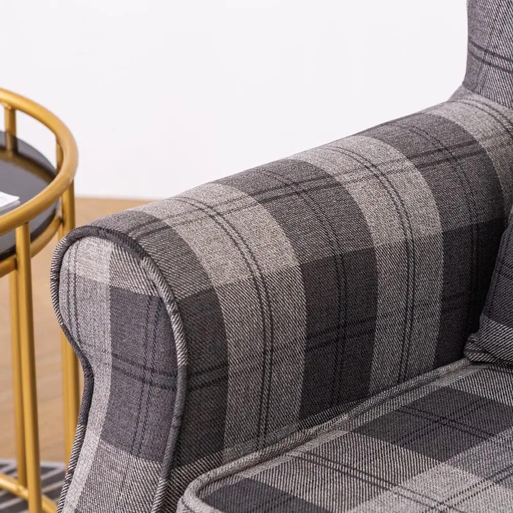 Tartan Tub Chair with Wood Legs and Cushion - House Comfort